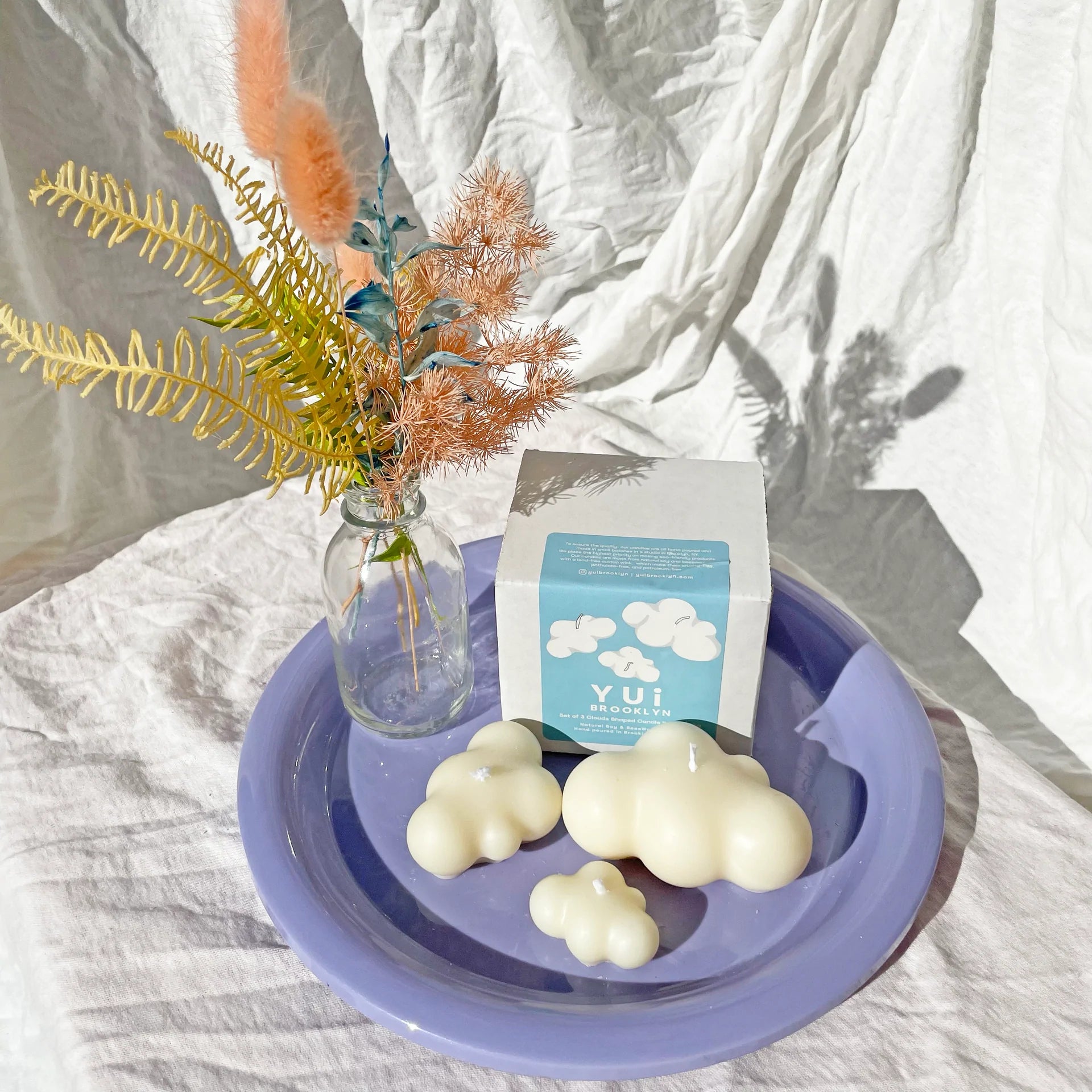 You Brooklyn Candle Set of 3 Cloud Shaped soy & Beeswax